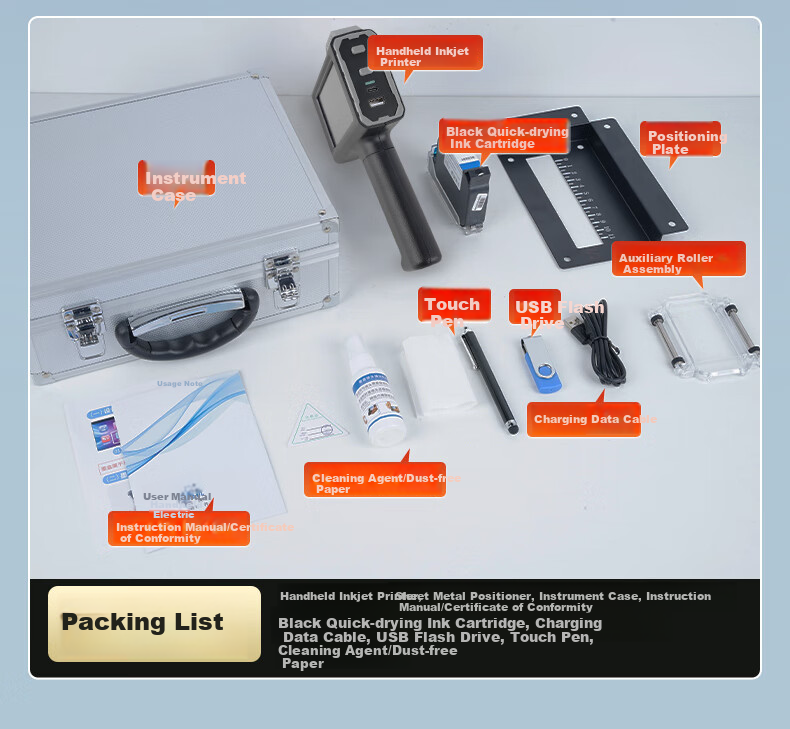 Kemi Handheld Inkjet Printer, Production Date Sequence Number Text QR Code Logo, Cardboard Plastic Glass Metal Quick-Drying Inkjet Printer, M1P 13
