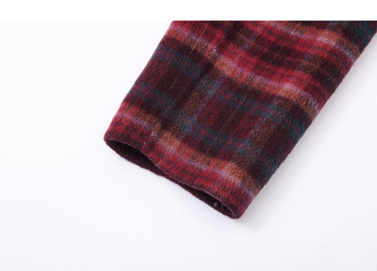 Demana Handmade Double-Sided Wool Blend Plaid Tassel Scarf Women's Winter Modern Lambswool Coat 2