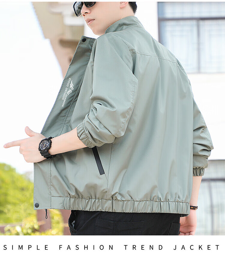 TUCANO Men's Spring Autumn Stand Collar Windproof Solid Color Casual Fashion Versatile Jacket Dark Gray L 16
