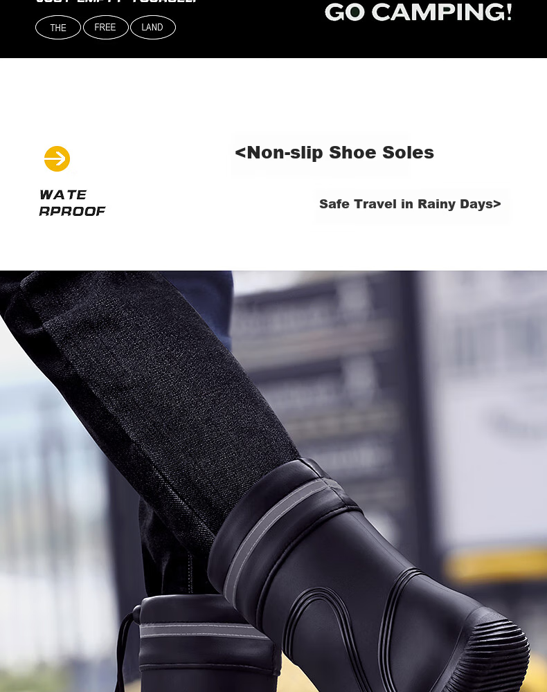 Beimei Men's Rain Boots, 2024 New Mid-Calf Style, Waterproof Shoes, Non-Slip Fishing Shoes for Delivery Riders 4