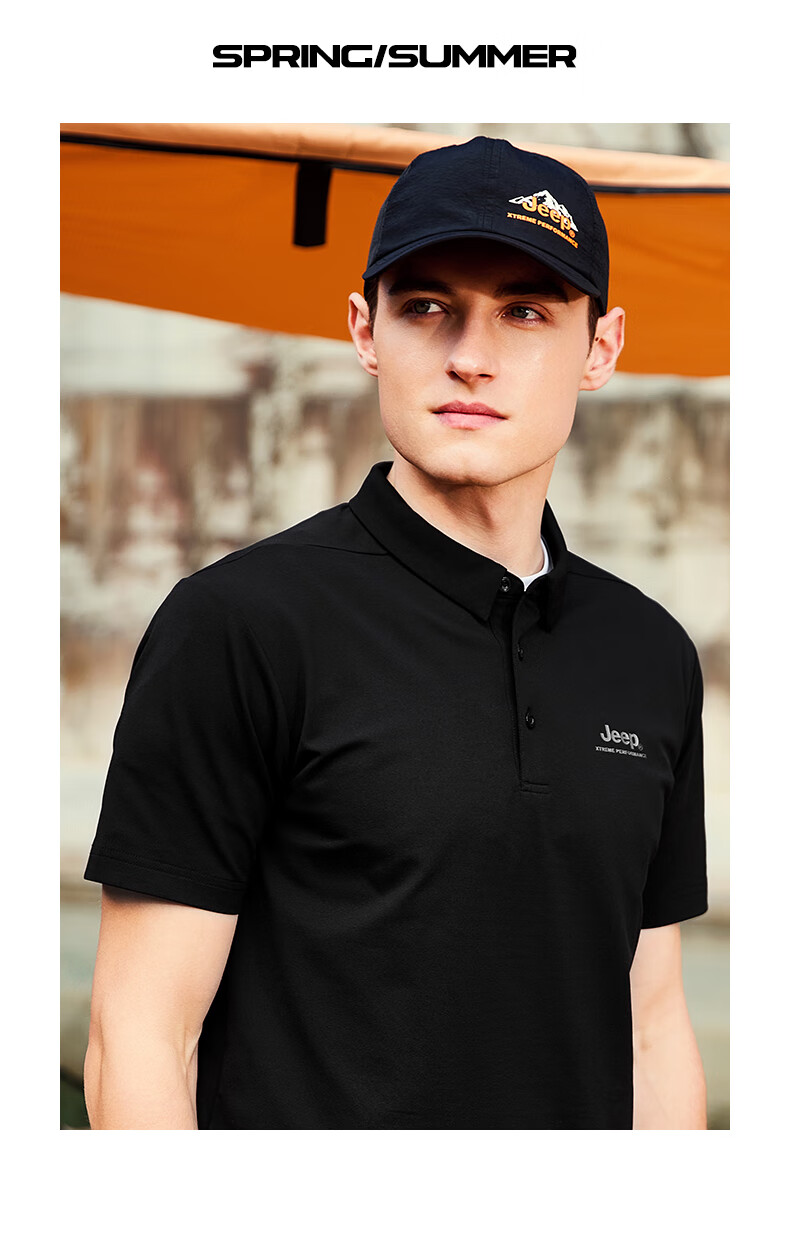 Jeep Quick-Dry Polo Shirt for Men, UPF40+ Sun Protection Short-Sleeve T-Shirt, Men's Outdoor Collared Quick-Dry Shirt, 9905 Navy Blue, 4XL 28