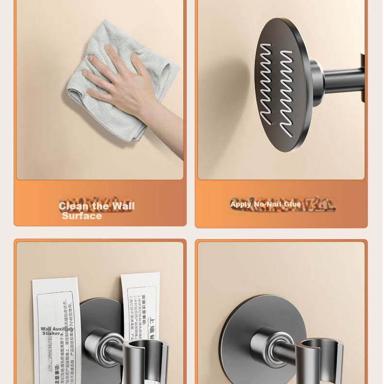Shangmeide 304 Stainless Steel Shower Head Holder, No Drilling Required, Adjustable Fixing Device, Strong Load-Bearing Capacity of 10kg, Shower Head Bracket 5