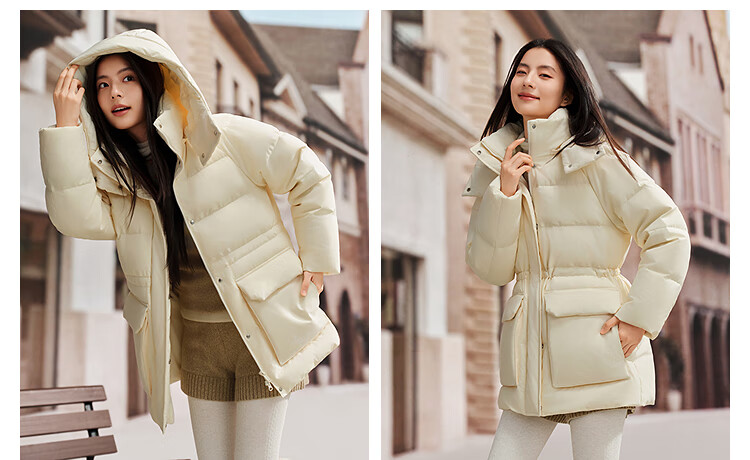 BOSIDENG 25 Years Women's Winter Down Jacket 90% Down Thickened Detachable Hood Slim Mid-Length Casual Coat 5
