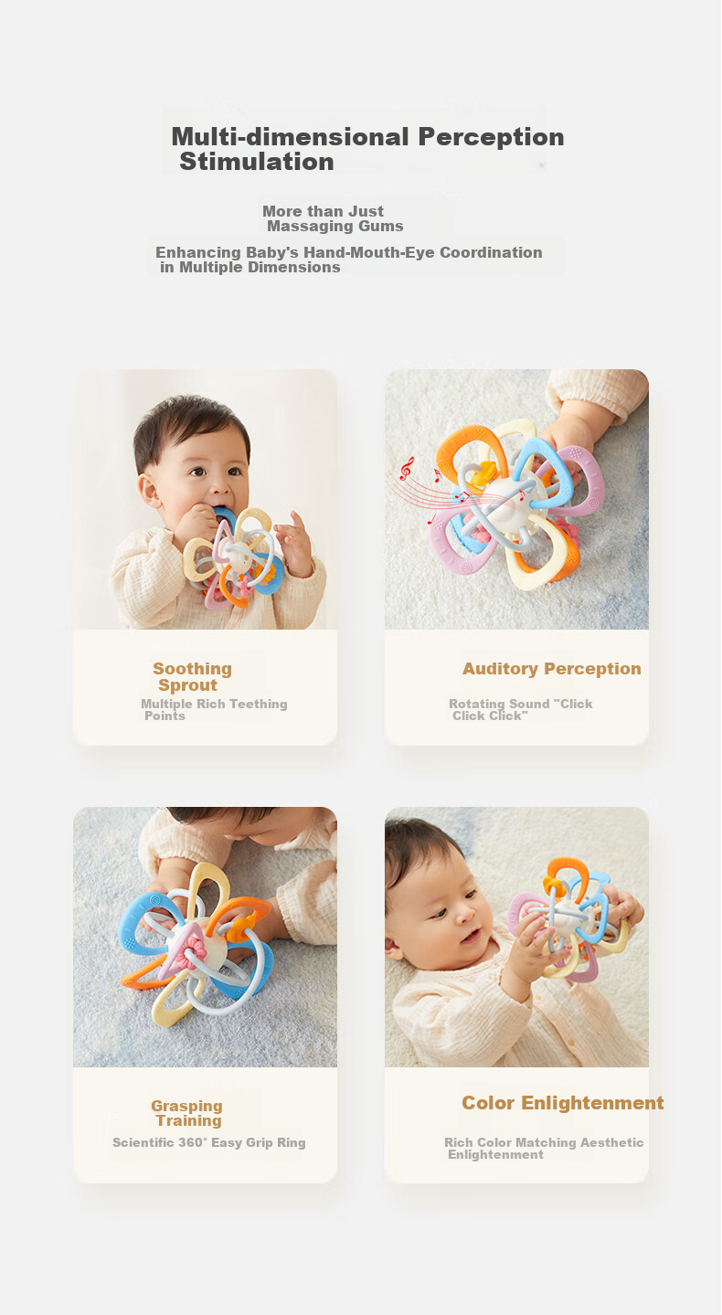 Shiyuejiejin Manhattan Rattle Ball, Baby Teether Toy, Can Be Chewed Or Boiled, Soothing And Early Education Rattle 5