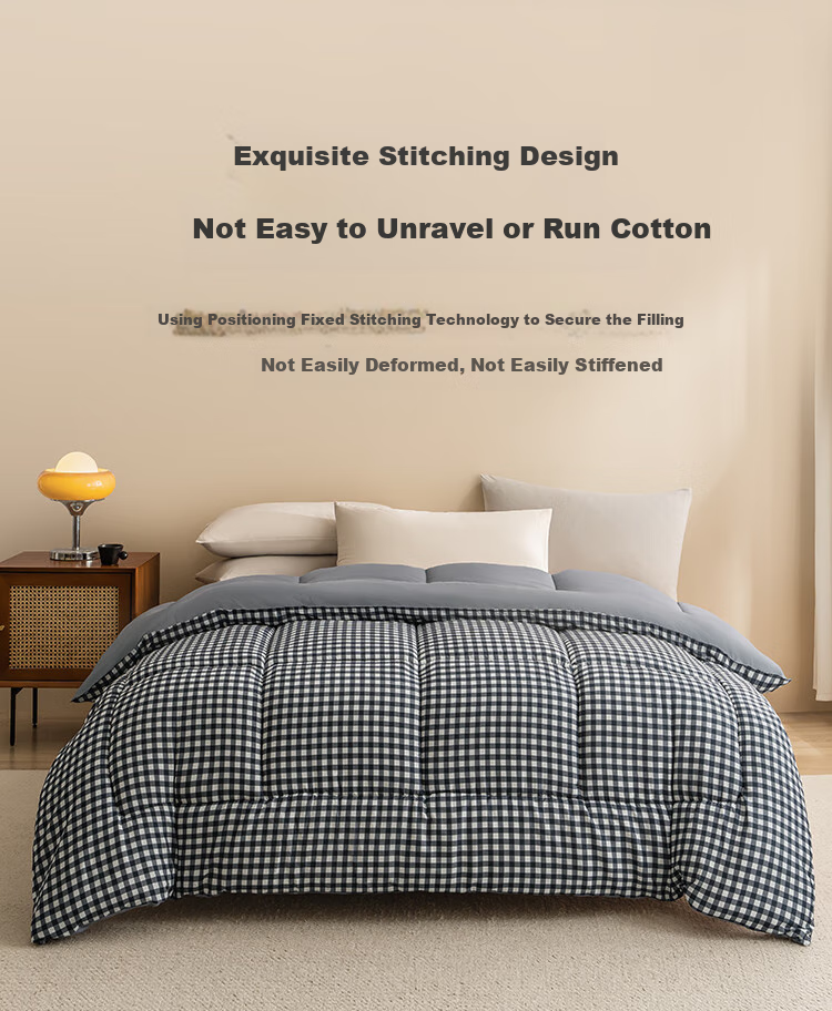 JD Original Puffy Warm Plaid Fiber Comforter, 100% Virgin Fiber Quilt, Winter Class A Warm Duvet Insert, Brown, 2x2.3m 12