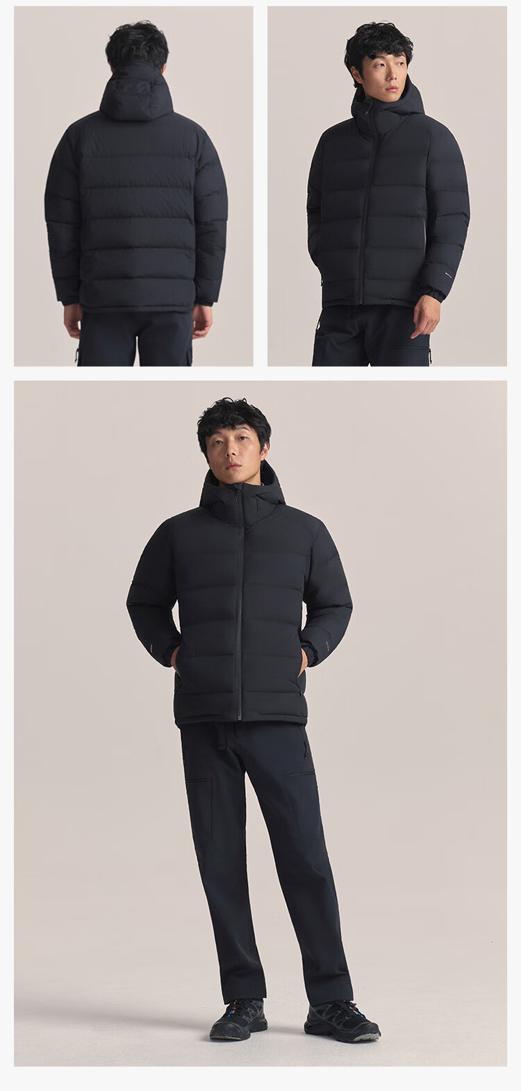 JD Jingzao 25 Winter Cloud Shield Workwear Puffer Jacket Three-Proof Goose Down Outdoor Men's Coat Hooded Obsidian Black 3XL 2