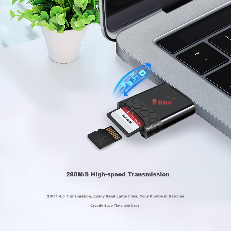 Картридер Chuanyu USB 3.1 Multifunctional, высокоскоростной UHS-II SD/UHS-I TF4.0, совместимый с компьютерами, смартфонами, камерами Apple 17/16 DSLR и картами памяти