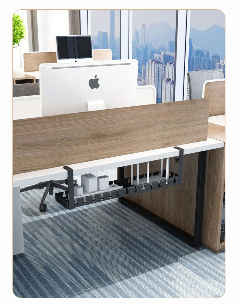Sushiermo Under-Desk Cable Organizer Wire Management Router Cable Storage No-Drill Socket Tool White Adjustable 43-74cm 12