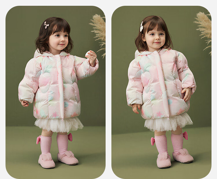 Minibala Girls' Water and Oil Resistant Down Jacket 2025 Winter Cute Design Children's Coat New Year Outfit 3
