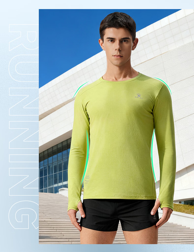 KELME 2025 Spring Cotton-Feel Quick-Dry Long Sleeve Sports T-Shirt Running Football Training Long Sleeve Sportswear Agate Black 2XL 3