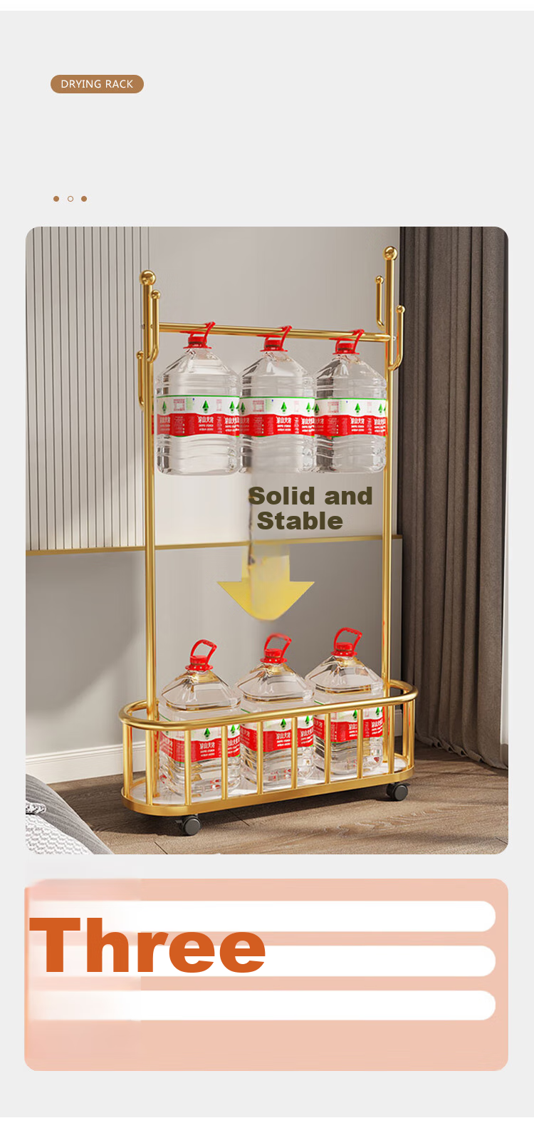 Huakaizhixing Clothes Drying Rack, Floor-Standing Bedroom Hanger, Balcony Drying Pole, Indoor Clothes Rack, Coat Stand, YJ92 Gold Color, 100 Cm 9