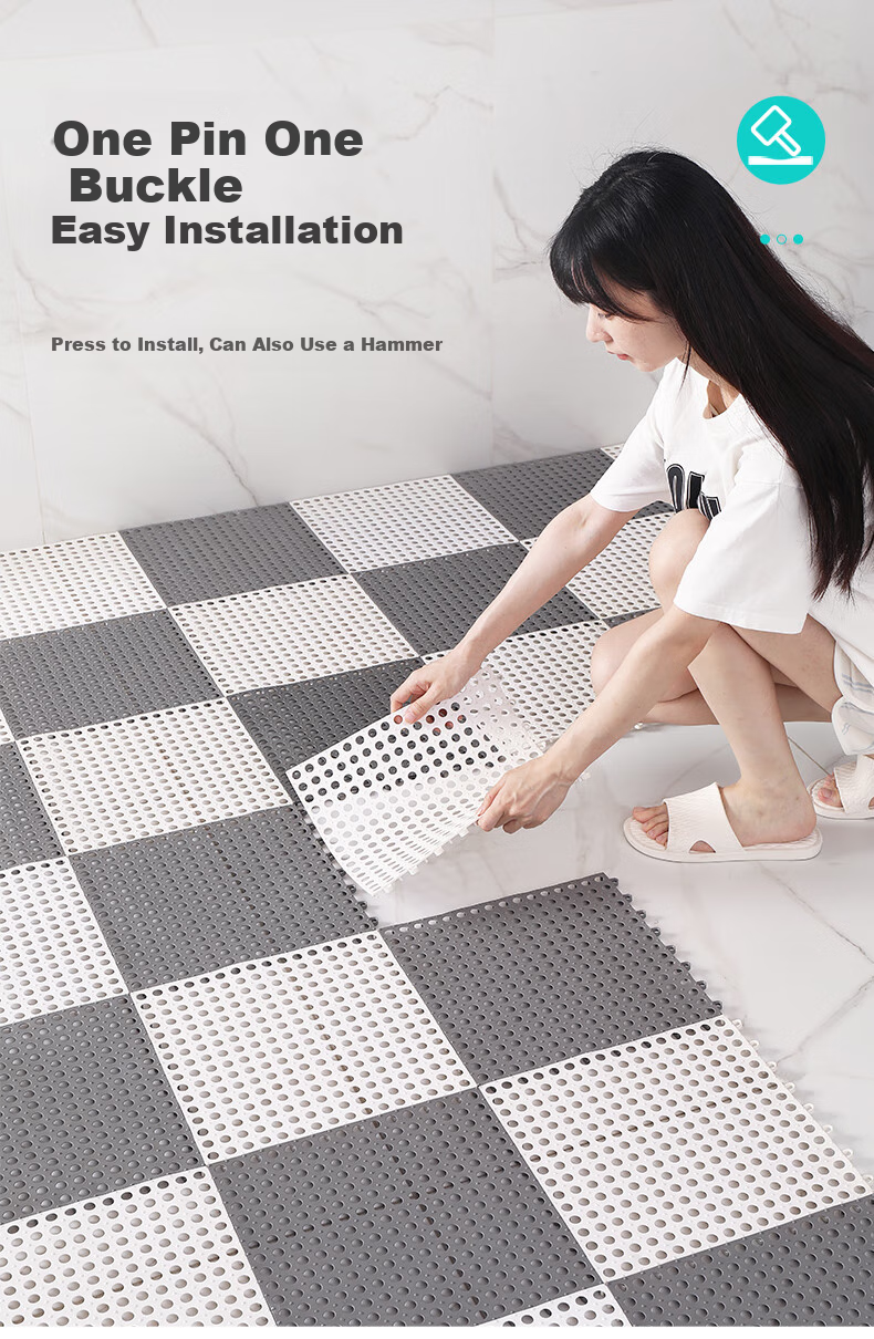 Dajiang TPE Bathroom Non-Slip Mat, DIY Splicing And Cutting, Shower Room Anti-Fall Floor Mat for Elderly Bathing, 4 Pieces Per Pack 9