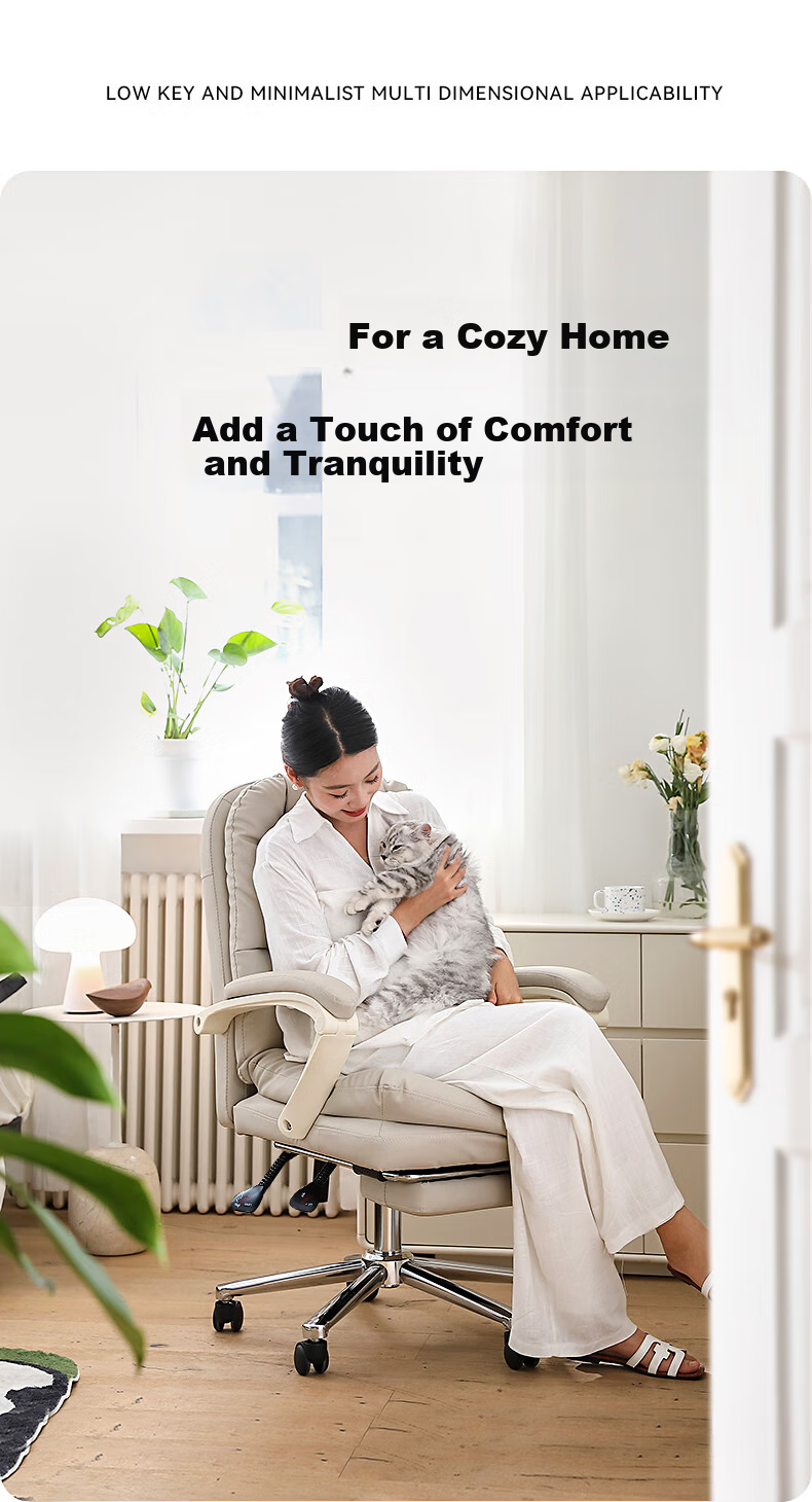 Guquan C733 Milk White Ergonomic Office Chair for Home, Long Sitting, Study, Dormitory And Study Room - Reclining 21