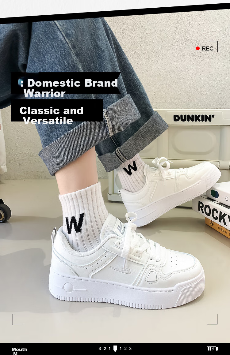 Huili Official Women's Shoes, 2026 Summer New Style, Classic Versatile Casual Sneakers for Women, White And Red, Size 35 4