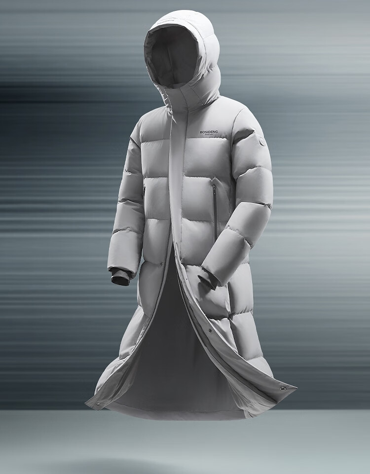 BOSIDENG Off-Season Down Jacket Unisex Sports Series Long Hooded 90% Down Thick Warm Coat 6