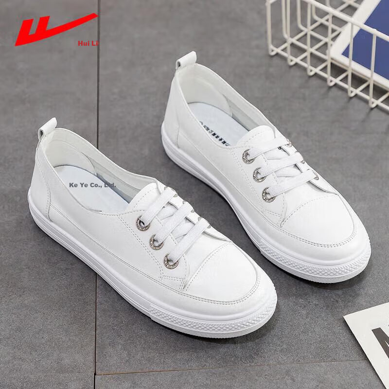 Huili Women's Shoes Spring And Summer White Sneakers Versatile Casual Flat Shoes Slip-On Breathable Soft-Soled Shoes White Size 36