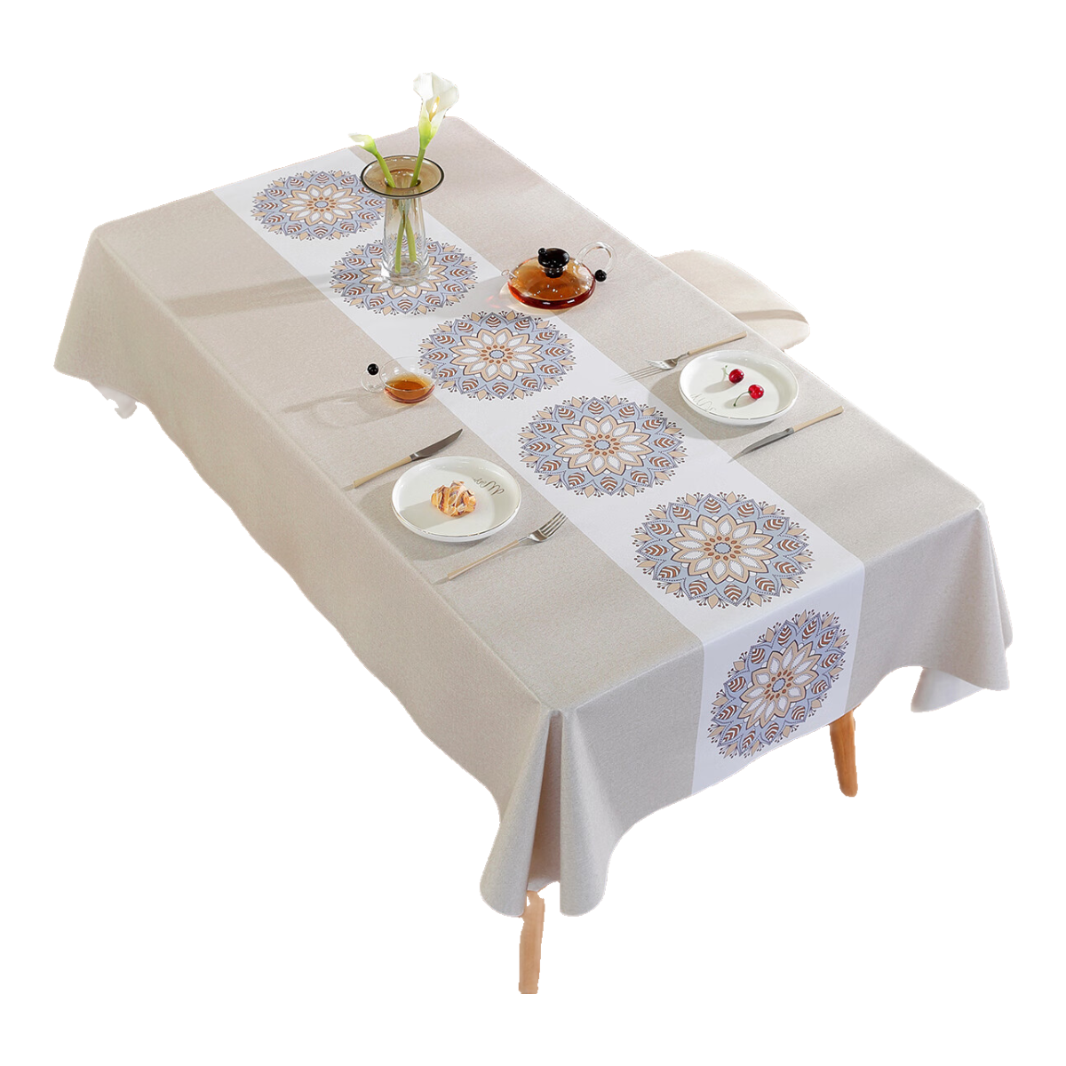 Ali Tablecloth, Waterproof, Oil-Proof, Heat-Resistant, High-End Feel, Coffee Table Mat, Table Pad, PVC Table Mat, Spring Warmth Flower Opening, 0.9*1.4