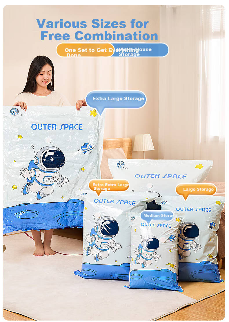 Quanpinwu Vacuum Compression Storage Bags, Extra Large Size, for Clothes And Quilts, Specialized for Down Jackets, Extra Thick, 13-Piece Set, Electric Pump for Air Extractio 7