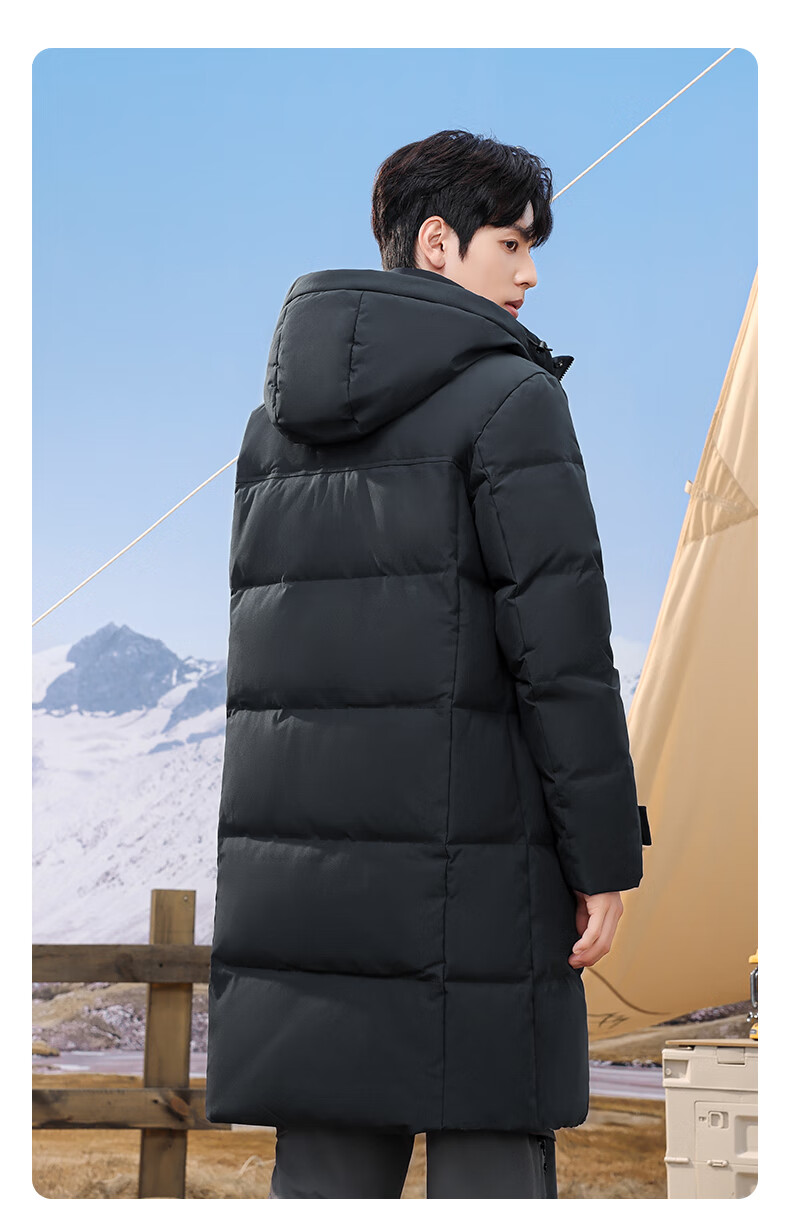 SNOWFLYING Autumn And Winter Oriental Minimalist Luxury Style Fashion Casual Comfortable Silhouette Men's "H" Version Printed Stand-Collar Hooded down Jacket 3
