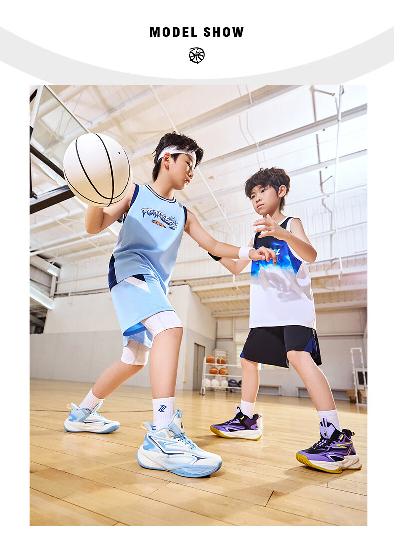 ERKE Kids Mesh Tennis Shoes Boys and Girls Children's Cushioned Lace-up Basketball Shoes Dawn Pink/Microcrystalline White/Wisteria Purple Size 36 37