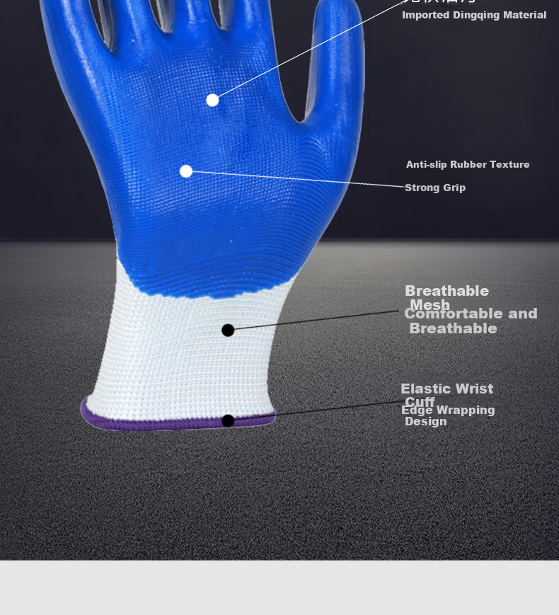 Shengfang Nitrile Coated Gloves, 12 Pairs/pack, Protective Wear-Resistant Oil-Resistant Latex Rubber Coated, for Construction Site Handling 6