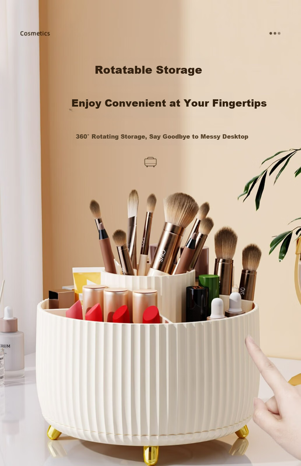 Jiadu Cosmetic Storage Box, Rotating Makeup Brush Holder, Dressing Table Desktop Pen Holder, Lipstick And Eyeshadow Organizer Rack 1