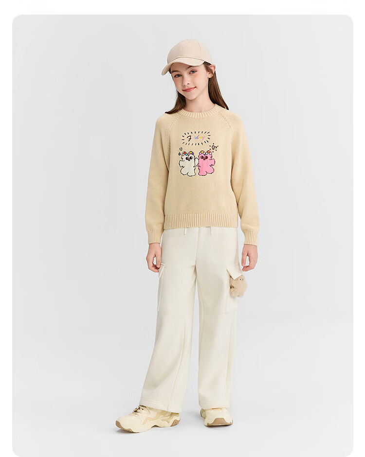 Balabala Girls' Knit Sweater Children's Winter Sweater [Naipupu IP Mall Same Style] Sweet Warm Knitwear 20