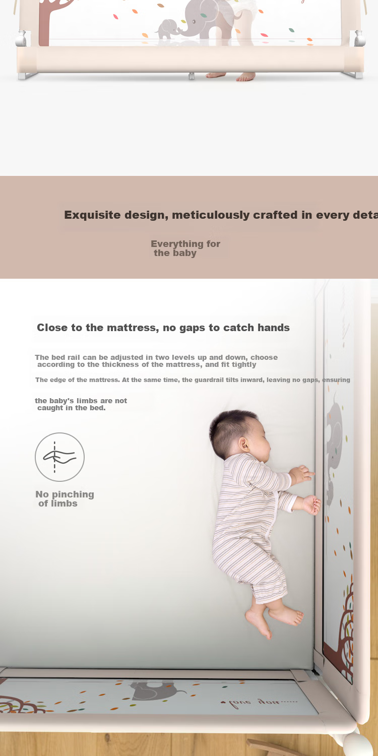 Bangbangzhu Bed Guard Rail, Baby Fall Prevention Protective Barrier, Bedside Anti-Fall Guardrail, Baby Crib Safety Rail, 1.8 Meters Single-Sided 3