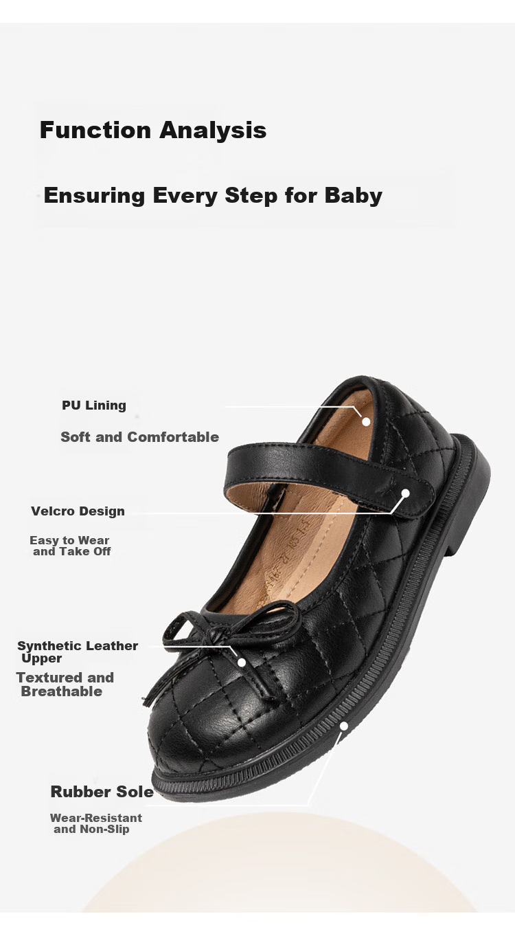 RED DRAGONFLY Children's Autumn Girls' Shoes, Single Shoes with Soft Soles, Little Girl's Leather Shoes, Princess Shoes for Girls, Q43BPPY401, Black, Size 34 2