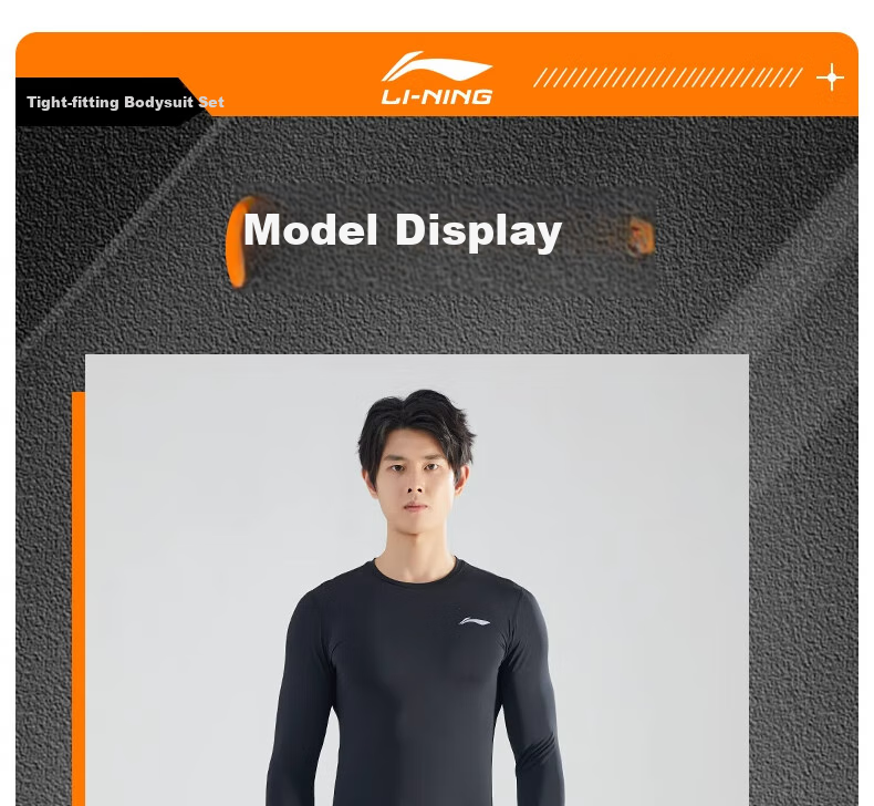Li-Ning Running Sports Set, Quick-Dry Shirt, Tight-Fitting Top, Autumn And Winter Inner Layer, Breathable Training Wear, Base Layer, Basketball Uniform, Soccer Jersey, Fitness Wear 24