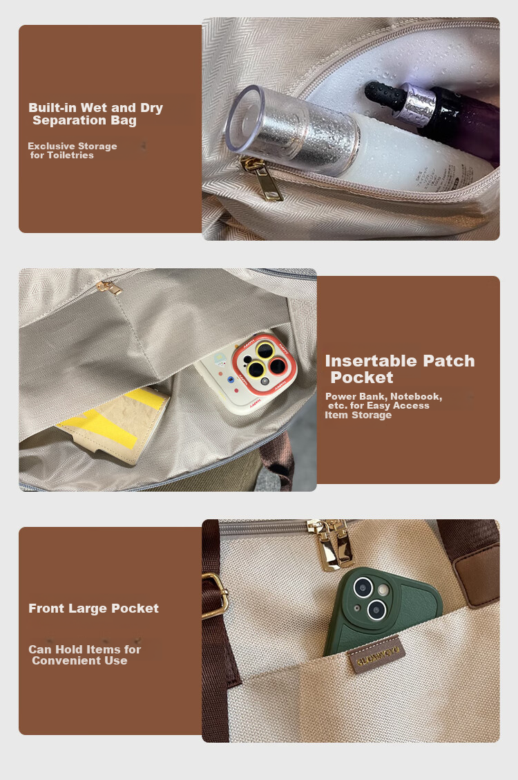 Banzheni Travel Bag for Men And Women, Large Capacity, Can Be Attached to Suitcase Handle, Storage Bag for Maternity Leave, Business Trip, Fitness, Handheld Crossbody Bag 5