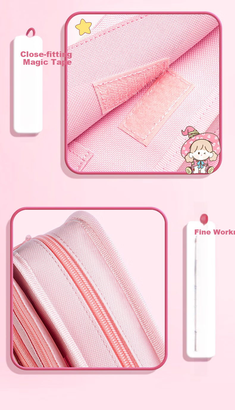 Licao Pencil Case for Elementary School Students, Girls' Stationery Box, Large Capacity Canvas Multi-Layer Pencil Pouch, High-Quality First Grade And Middle School Birthday Gift - Panda Style 11