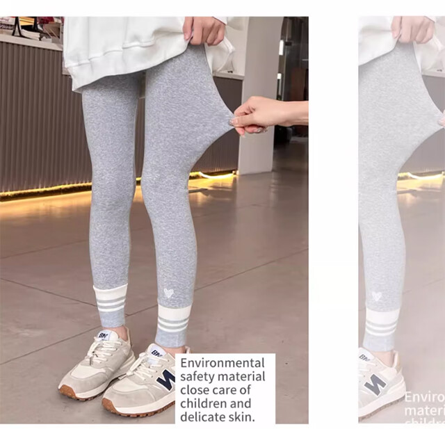 XUEXIMAN Kids Cotton Ribbed Thermal Leggings for Girls Autumn Winter Thin Casual Warm Pants for Older Children 16