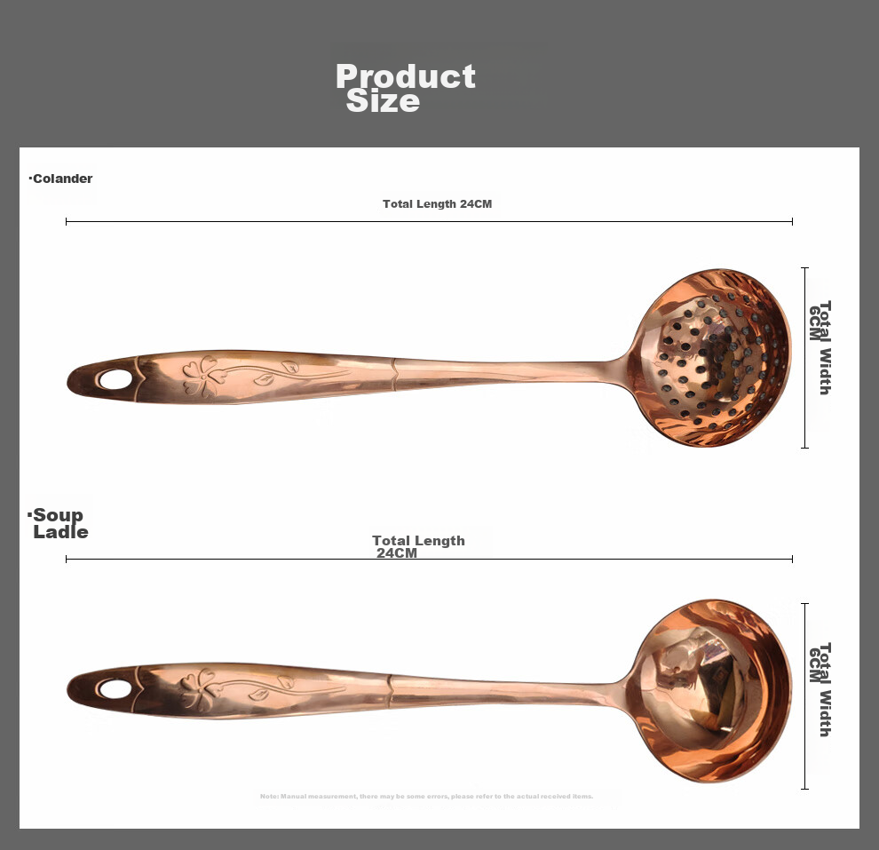 Guoyiyuan Purple Copper Handmade Thickened Kitchen Utensils Tableware Copper Hot Pot Special Soup Ladle Strainer Spoon Purple Copper Spoon Carved Desig 7