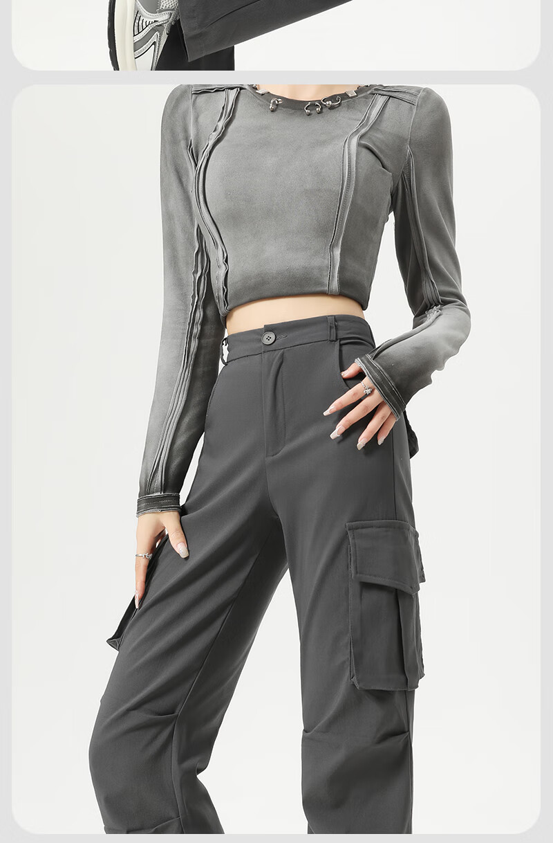 XUEXIMAN Women's American Style Workwear Flared Pants Summer New Ice Silk Quick-Dry Slim High-Waist Narrow Hem Trousers 19