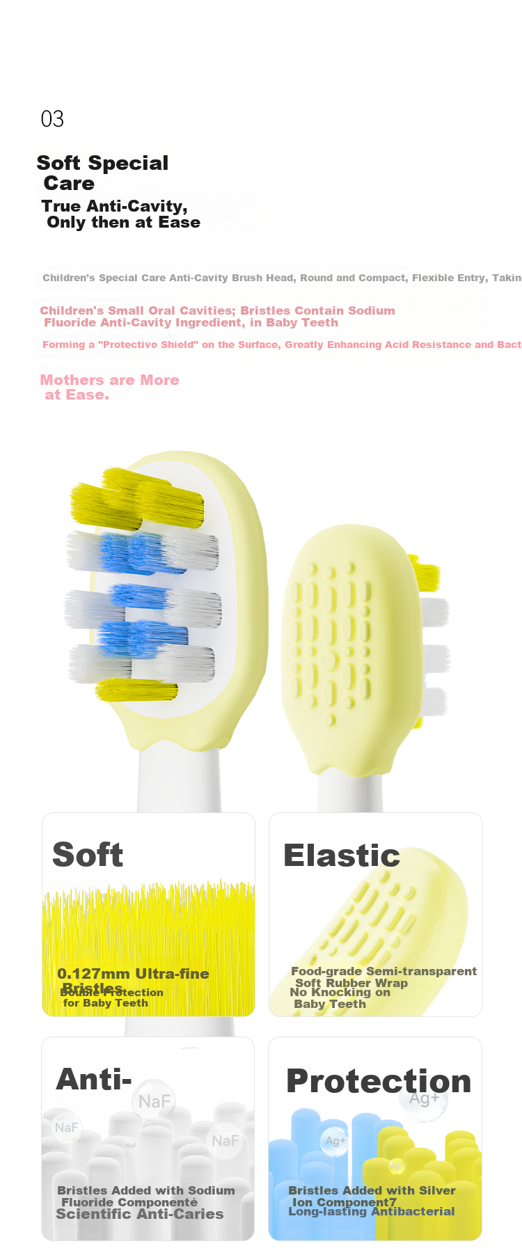 Hongmengzhixuan Li Bobe Smart Children's Electric Toothbrush, Food Grade Material Baby Toothbrush Gift for Ages 3-6 Birthday Present Pink 7