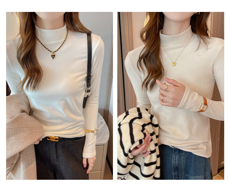 LangSha Women's Thermal Fleece Turtleneck Base Layer Top Autumn Winter Slim Fit Warm Shirt New Innerwear 3