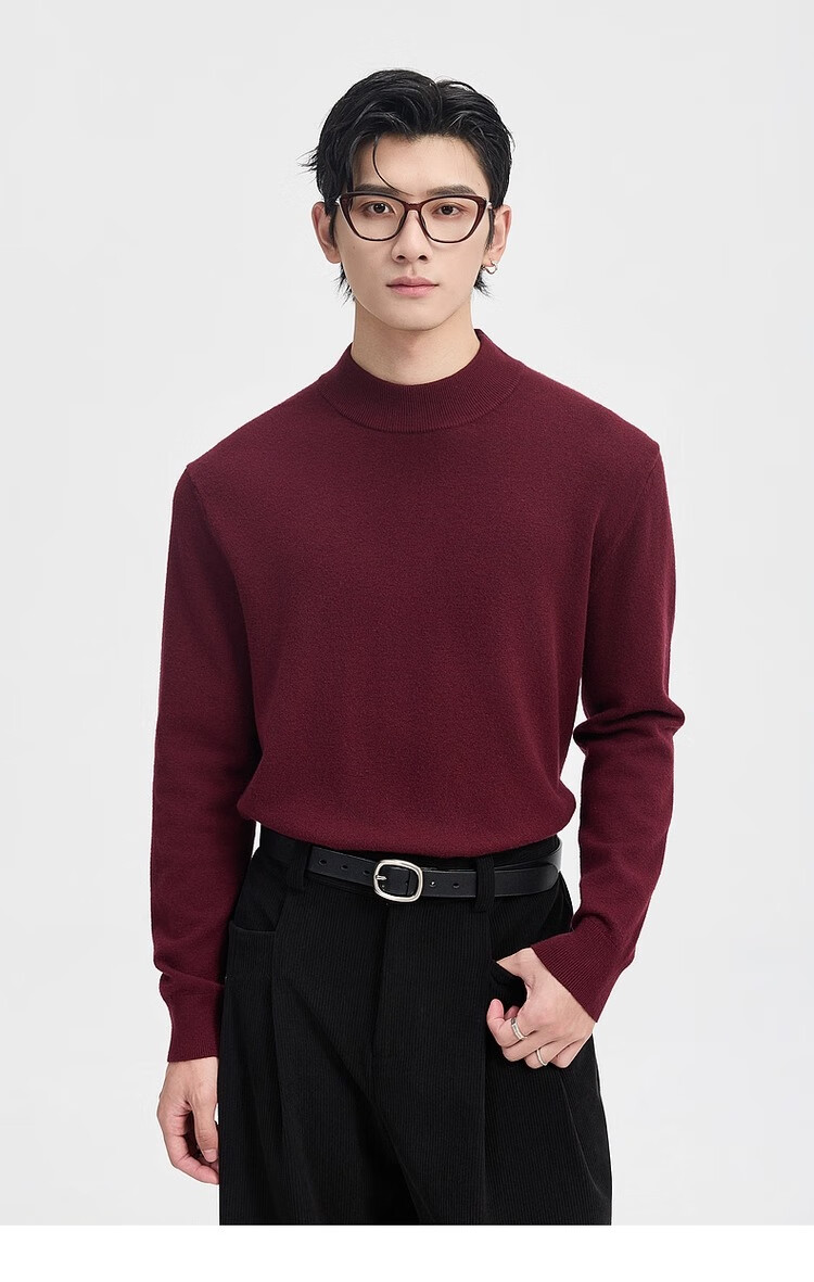 Earl Zuoer [Lycra Tencel Wool] Early Winter 25 Crew Neck Pullover Knit Base Shirt Men's Solid Loose Sweater 26