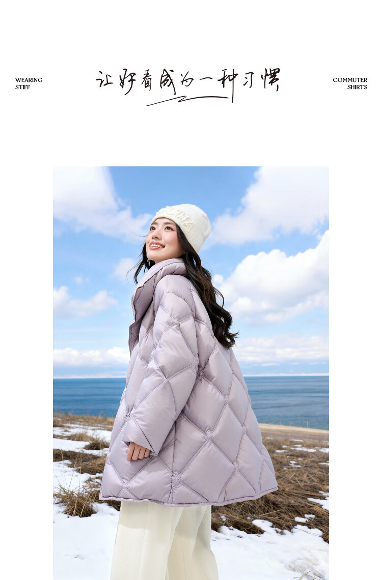 Demana [15D Puff Cloud] Winter Reversible Collar Quilted Magnetic Button Warm Women's Down Jacket 1