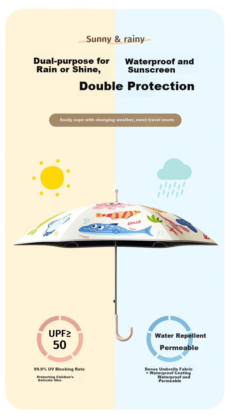 Qimaimai Children's Umbrella, Safe Rounded Sunshade, Sun Protection Umbrella, Kindergarten Elementary School Boys And Girls Umbrella 10