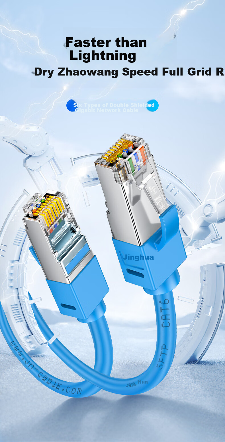 Jinghua CAT6 Ethernet Cable, High-Speed Gigabit Network Connection Wire, Unshielded 8-Core Twisted Pair Patch Cord for Home Computer Broadband Set-Top Box, Gray 5 Meters W191I 1