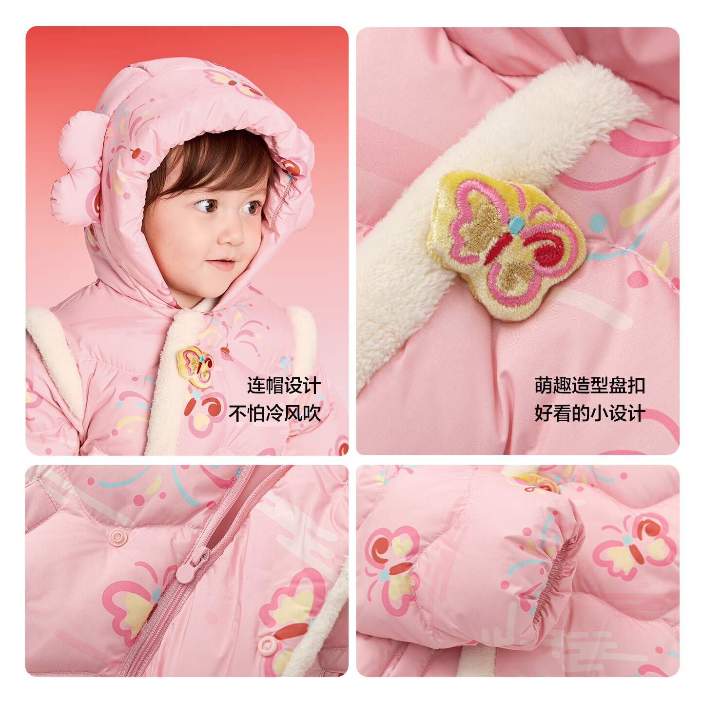 BALABALA Kids Down Jacket Boys Girls 2025 New Spring Festival Red Baby Coat Thickened National Style