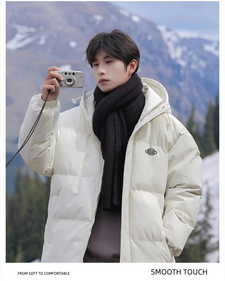Warrior Men's Winter Hooded Thickened Cotton Jacket Cold-Resistant Warm Cotton Coat New Year Battle Robe Puffer Jacket 18