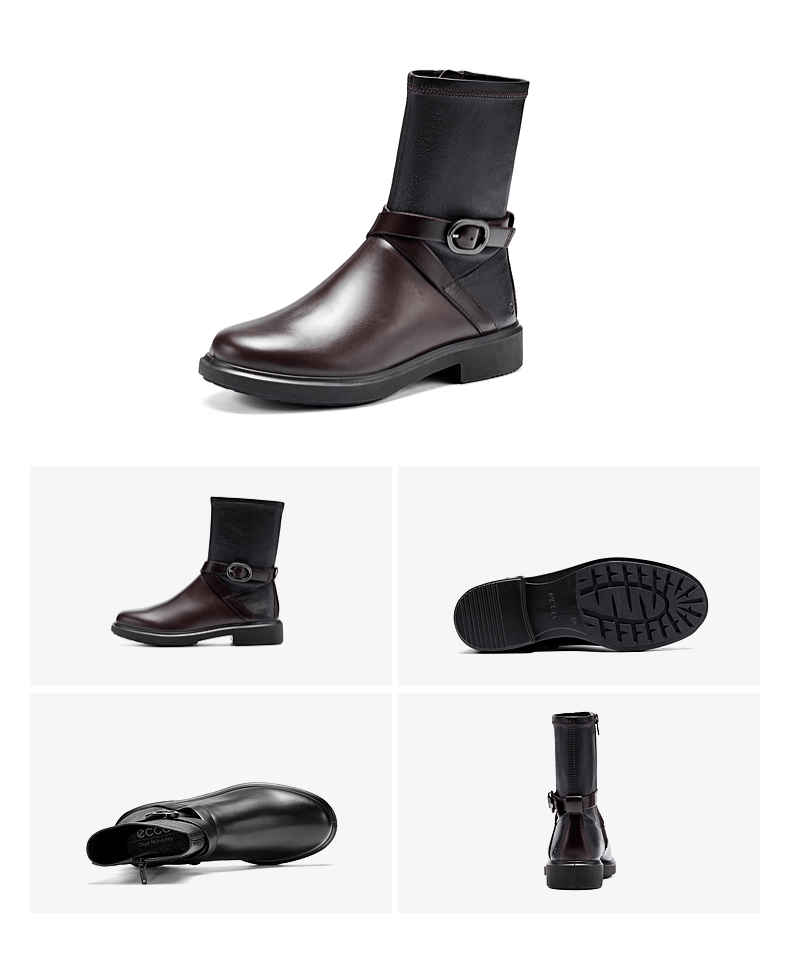 ECCO Winter New Thick Sole Height Increasing Slimming Knight Boots Women Urban Am Series 222083 Black 37 3