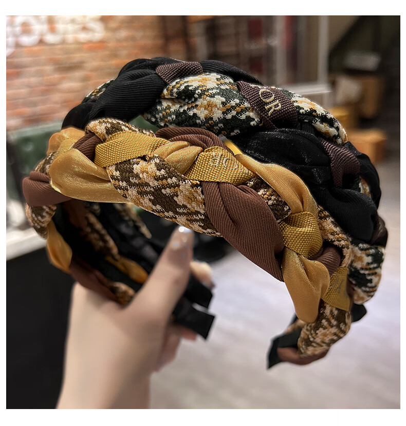 Jiaoxuefei Ruched Crystal Headband 2025 New High Crown Forehead Hair Press Tie Versatile Outdoor Headband 9