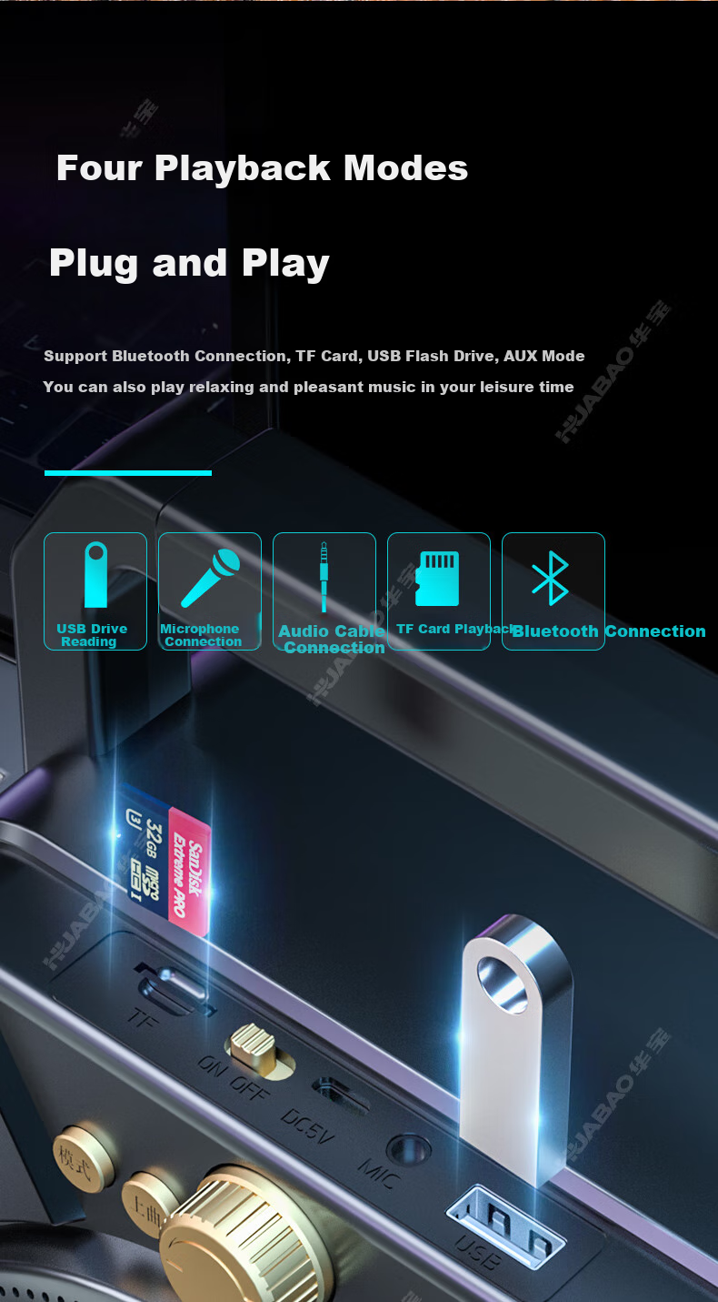 Huabao H18 Wireless Bluetooth Speaker, Outdoor High Volume Square Dance Speaker, Small Home Radio, Portable Handheld Speaker for Street Vendors And Market Stalls, with Payment Code Voice Announcer 6