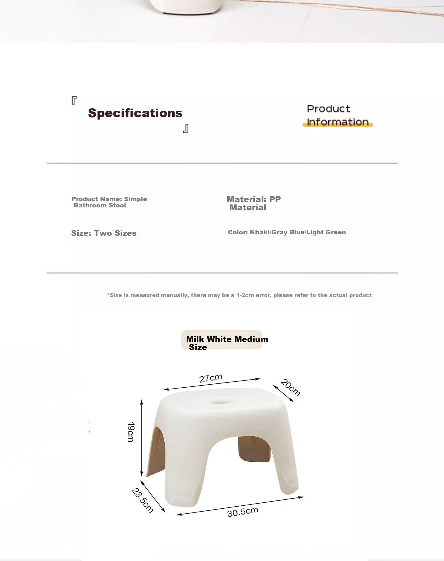 Guangduola Small Stool, Home Bathroom Shower Bench, Quiet Thickened Non-Slip Low Stool, Small Bench, Plastic Stool, Toilet Seat 9