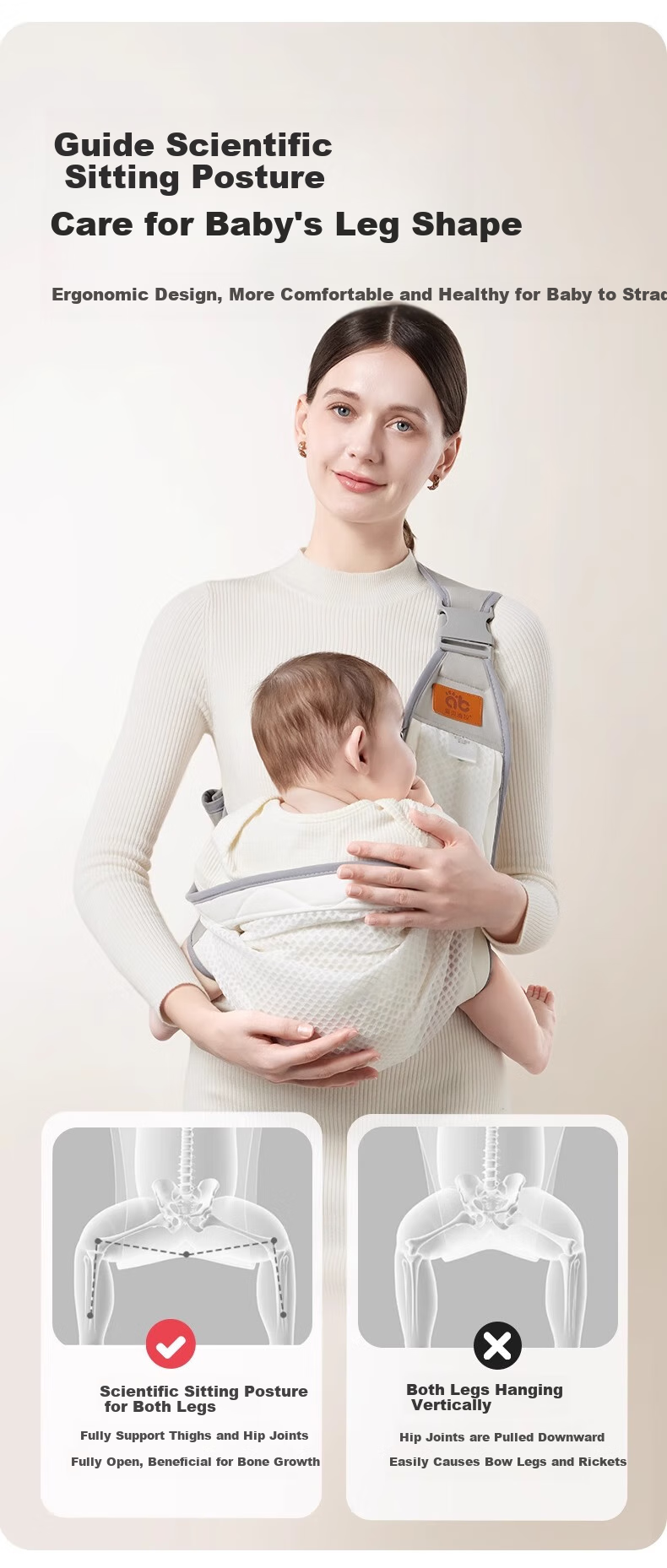 AIBEDILA Baby Carrier, Newborn Front-Carrier, Infant Outdoor Horizontal Carry Waist Stool, Baby Wrap, Child-Carrying Essential 7