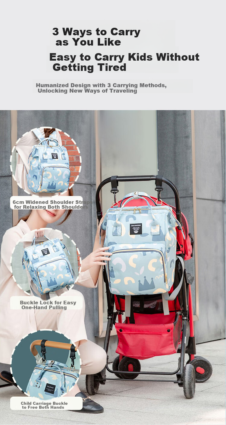 Aibao Shi Mommy Bag Multifunctional Large Capacity Maternity Backpack Lightweight Portable Work Mom Bag Off-White M419 5