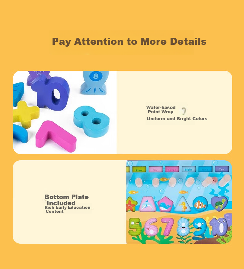 Dayanxiaowa Children's Number Building Blocks Toy, Educational Montessori Early Learning Puzzle for Ages 1-2, Brain Teaser Matching Board, Gift for Kids 9